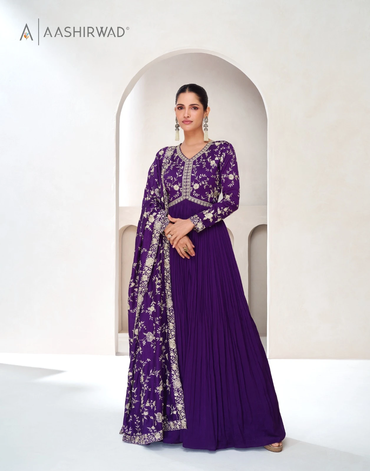 Aashirwad Veronica Premium Silk Wholesale Designer Gown with Dupatta Catalog — Wholesale Dress Material, Aashirwad Creation wholesale from Surat - Gallery Image 3